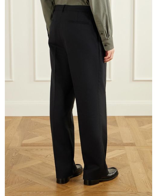 Auralee Blue Wool And Cotton-Blend Straight-Leg Pants