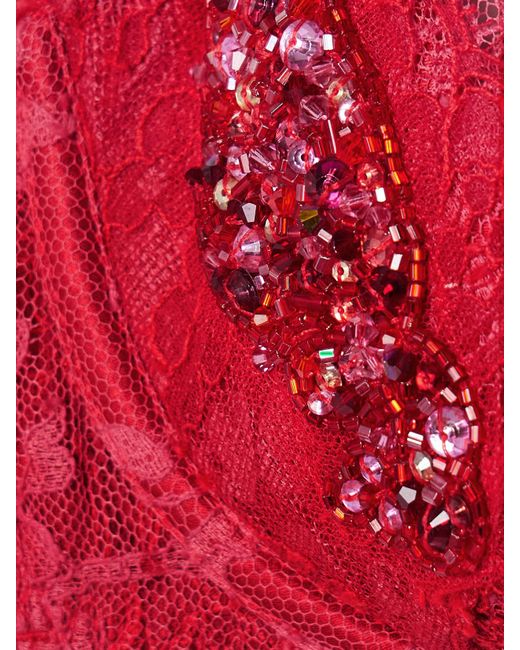Agent Provocateur Graicelle Embellished Leavers Lace And Stretch-Silk Satin Underwired Balconette Bra