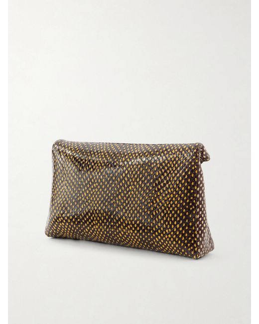 Dries Van Noten Brown Printed Snake-Effect Leather Shoulder Bag