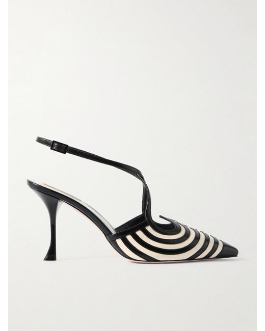 Roger Vivier Natural I Love Vivier 85 Striped Leather Slingback Pumps