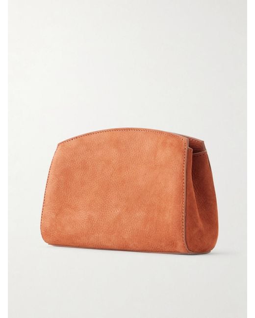 Liffner Orange Pushlock Leather Clutch