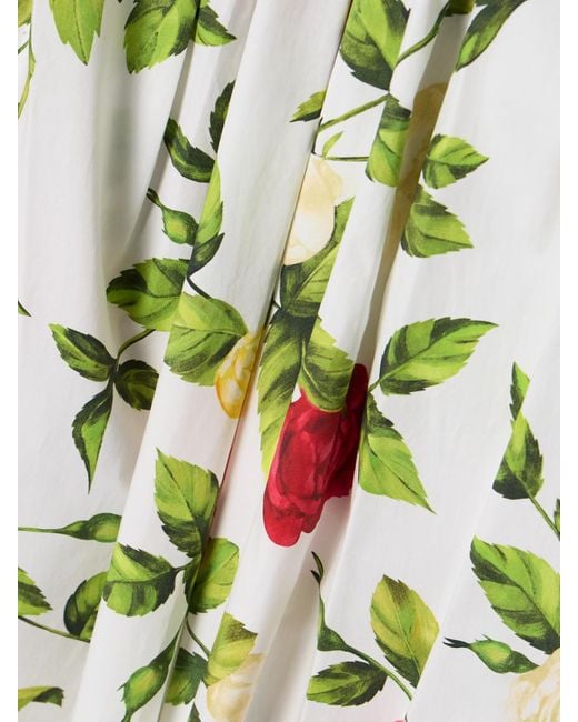 Robe-Chemise Midi Effet Cache-Cœur En Popeline De Coton Mélangé À Imprimé Fleuri Oscar de la Renta en coloris White
