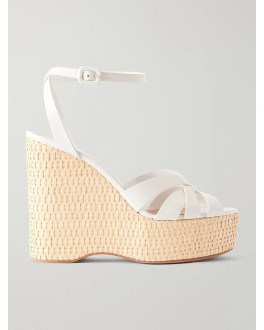 Aquazzura Natural Copacabana 130 Leather Wedges