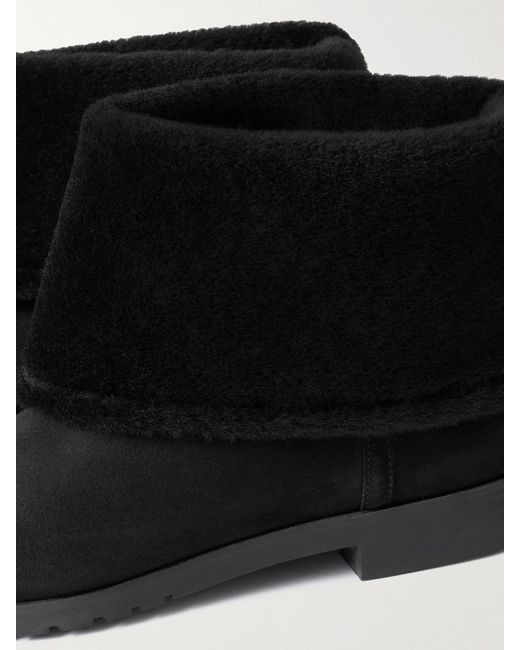 Totême  Black Shearling-Trimmed Suede Ankle Boots