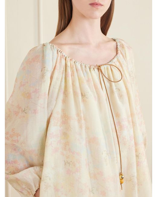 BERNADETTE Natural Bonnie Floral-Print Lyocell-Blend Mini Dress