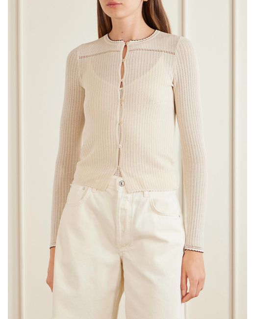 Isabel Marant Natural Siofra Silk And Cotton-Blend Cardigan