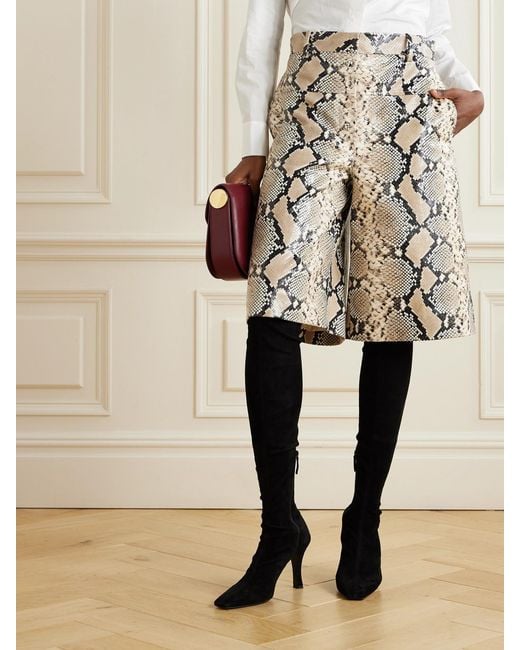Jil Sander Natural Snake-Effect Leather Shorts