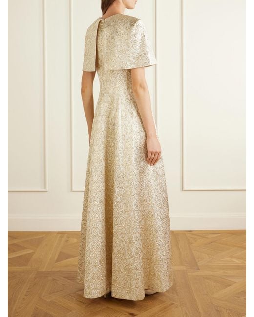 Emilia Wickstead Natural Lucretia Metallic Jacquard Gown