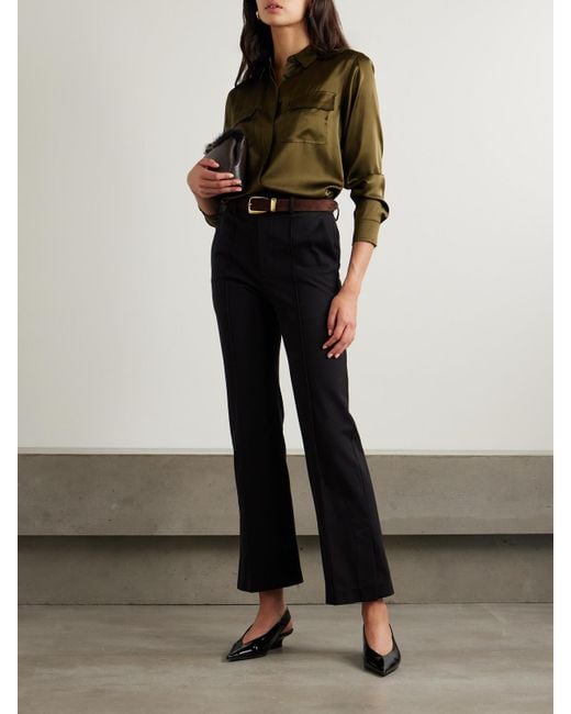 FRAME Black Crop Kick Flare Hose Aus Stretch-Baumwolle