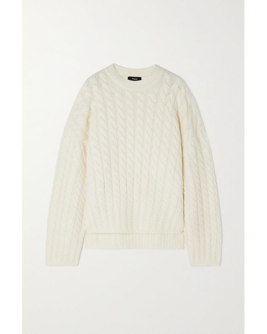 Theory Karenia Cable-knit Wool And Cashmere-blend Sweater in Ivory