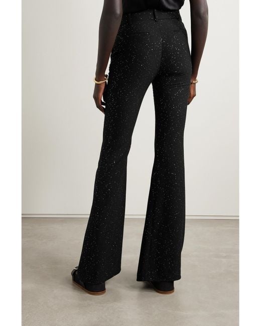 Gabriela Hearst Black Allanon Sequin-embellished Wool-blend Flared Pants