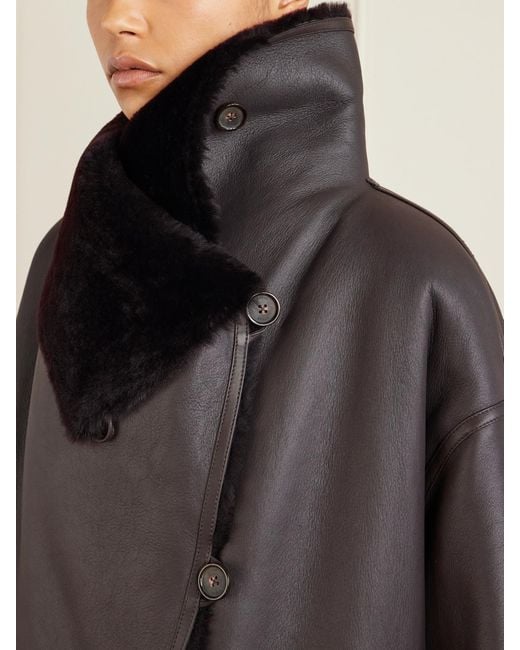 Totême  Black Paneled Shearling Coat