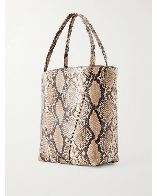 Chloé Natural Spin Embellished Snake-Effect Leather Tote Bag
