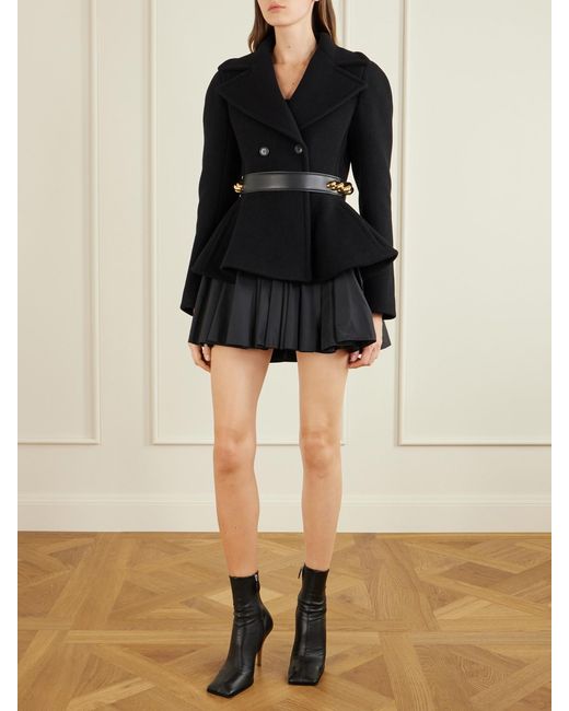 Alaïa Black Pleated Taffeta Bustier Mini Dress
