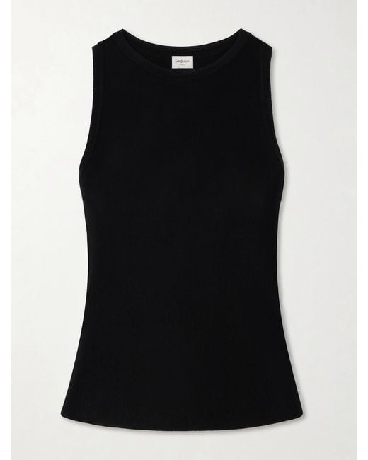Saint Laurent Black Ribbed-Knit Tank