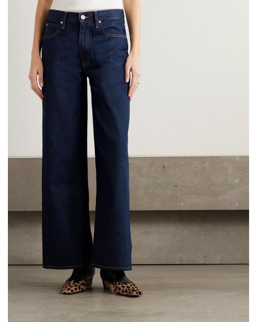 SLVRLAKE Denim Blue Selena Mid-Rise Wide-Leg Jeans