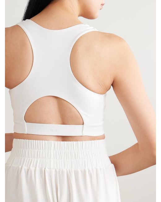 Eres White Marie-José Cutout Embroidered Stretch-Jersey Sports Bra