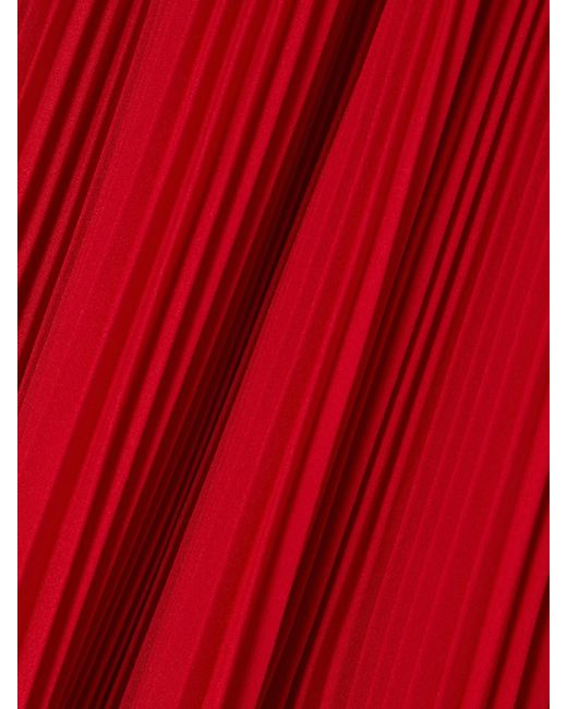 Balmain Red Pleated Crepe Maxi Skirt