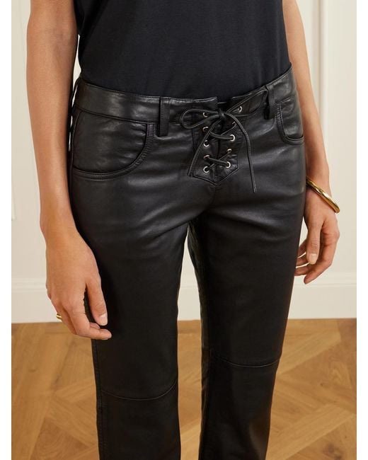 Isabel Marant Black Vanel Verkürzte Hose Mit Schmalem Bein Aus Leder Mit Schnürung