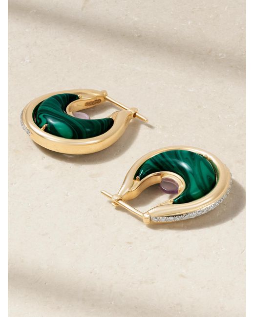 L'Atelier Nawbar Green Diana Big 18-Karat Multi-Stone Earrings
