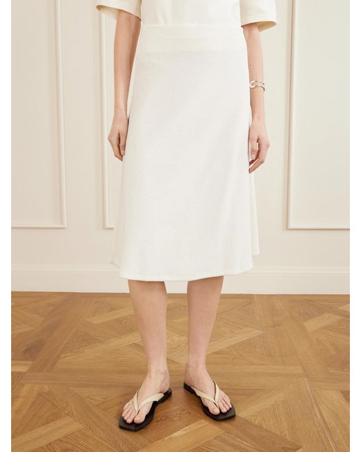 Suzie Kondi Natural Sienna Cotton-Blend Terry Midi Skirt