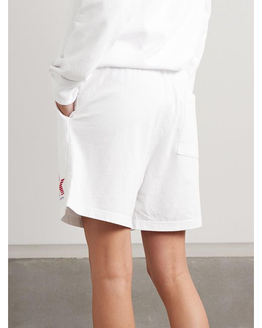 Sporty & Rich White Adidas Originals Printed Cotton-Jersey Shorts