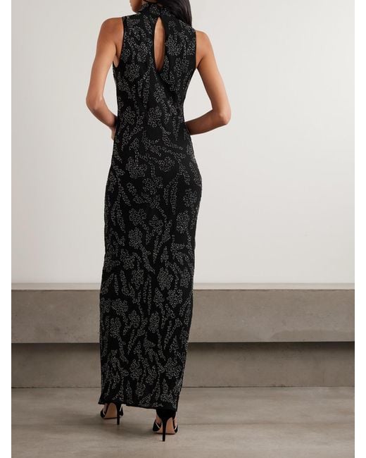 Veronica Beard Black Sylven Bead-Embellished Georgette Maxi Dress