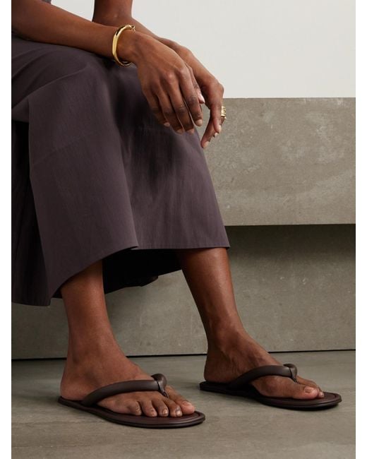 St. Agni Brown Sumi Padded Leather Flip Flops