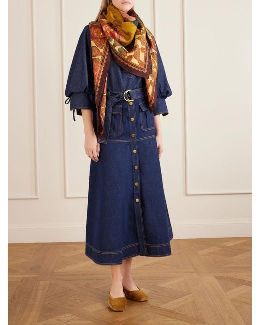 Zimmermann Multicolor Printed Silk-Twill Scarf