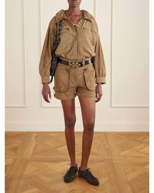 Isabel Marant Natural Marline Suede Cargo Shorts