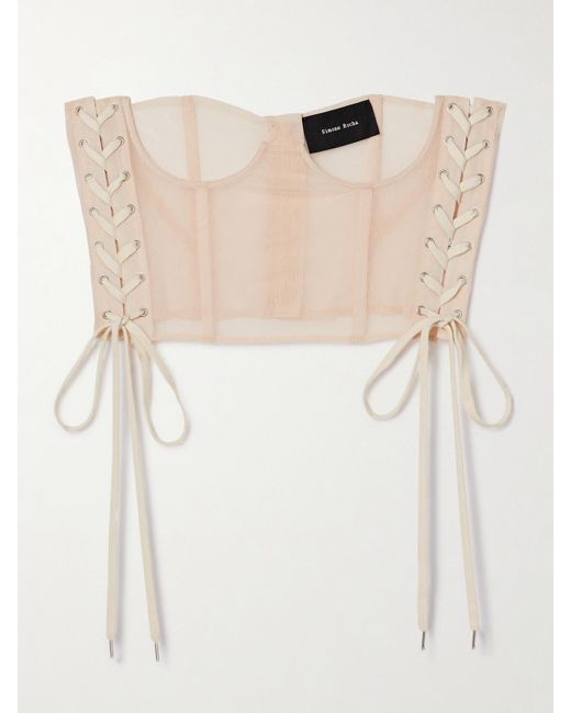 Simone Rocha White Cropped Tulle Bustier Top