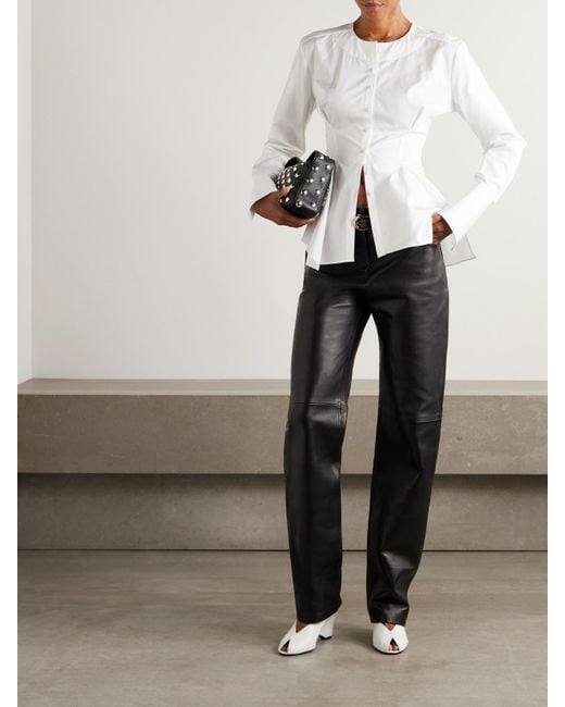 LIBEROWE White Lavinia Cotton-Poplin Peplum Blouse
