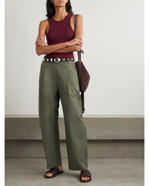 St. Agni Green Bundfaltenhose Aus Einer Baumwollmischung