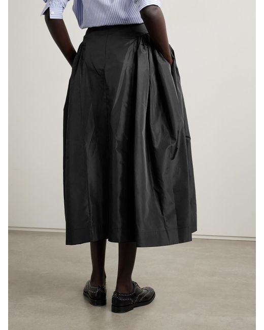 Simone Rocha Black Pleated Taffeta Midi Skirt