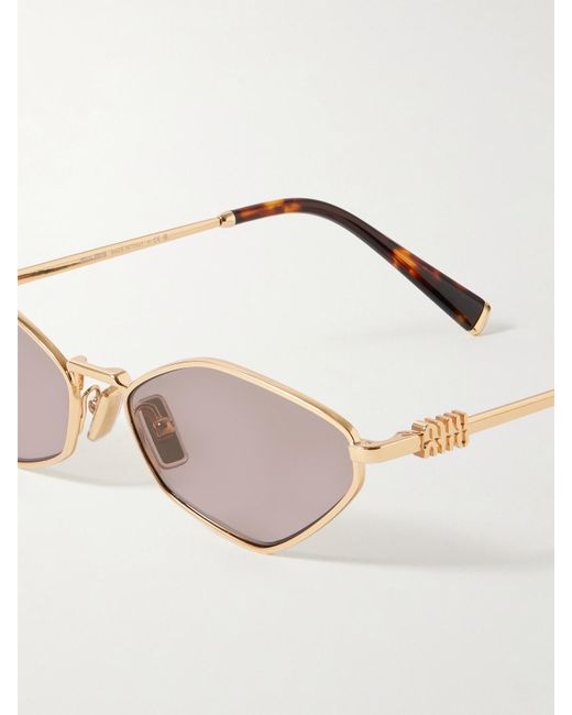 Miu Miu Natural Hexagon-Frame-Tone Sunglasses