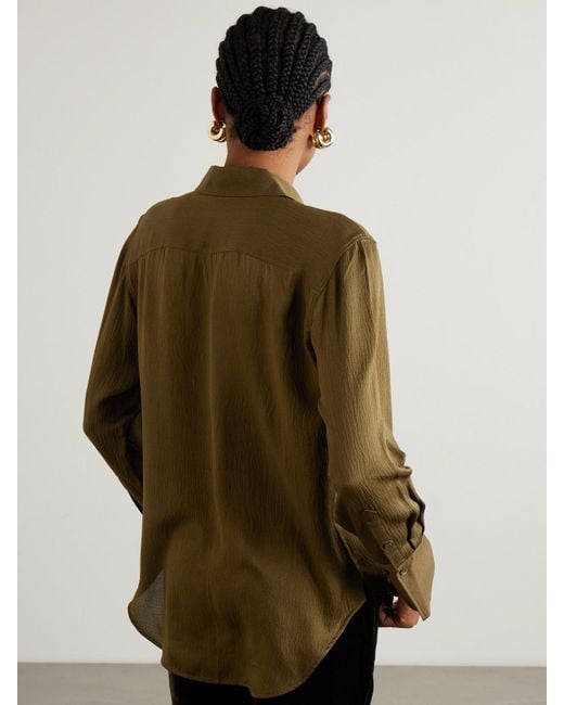 FRAME Green The Standard Silk Shirt