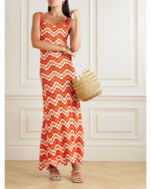 Escvdo White Marea Maxikleid Aus Gehäkelter Baumwolle