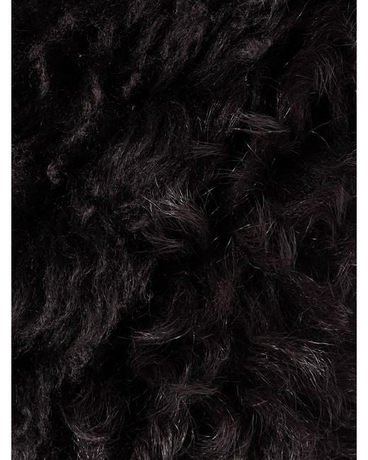 Nour Hammour Black Shearling Scarf