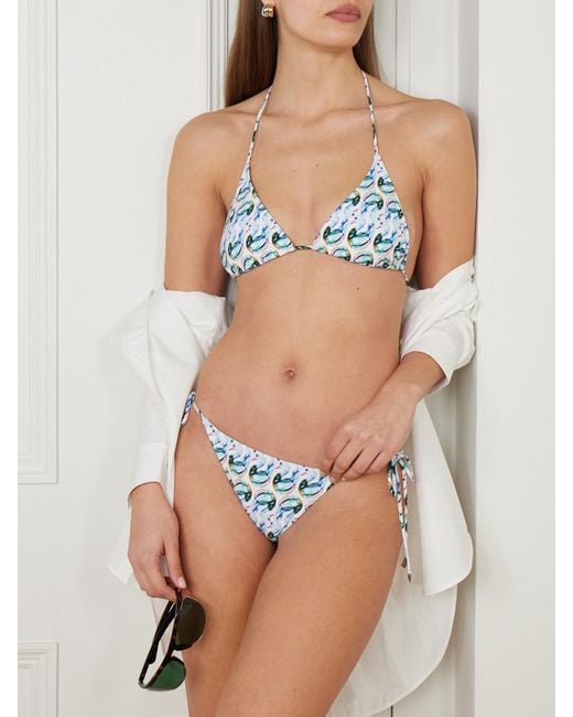 Tory Burch Blue Printed Triangle Bikini Top