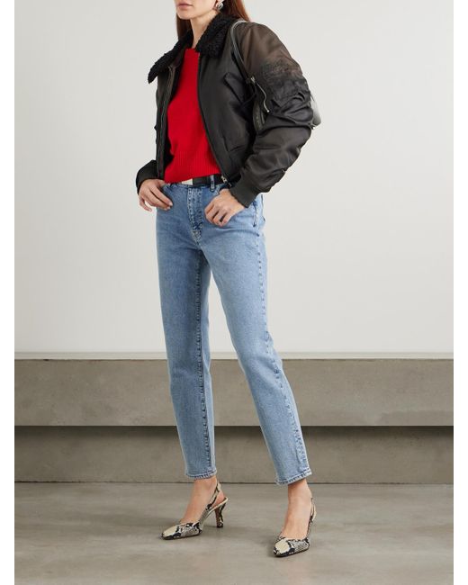 FRAME Blue The Borrowed Hoch Sitzende Jeans Mit Schmalem Bein