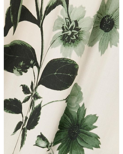 Cara Cara White Julietta Belted Ruffled Floral-Print Cotton-Poplin Midi Dress