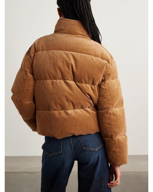 Polo Ralph Lauren Brown Embroidered Quilted Cotton-Blend Corduroy Down Jacket