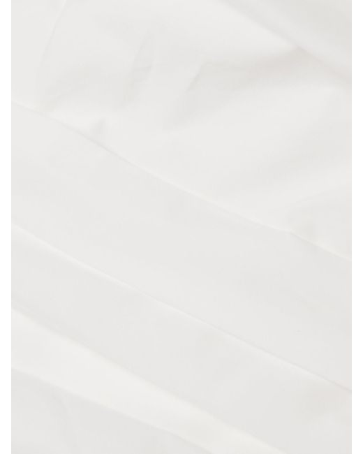 Jonathan Simkhai White Emerson Strapless Ruched Cotton-Blend Poplin Bustier Top