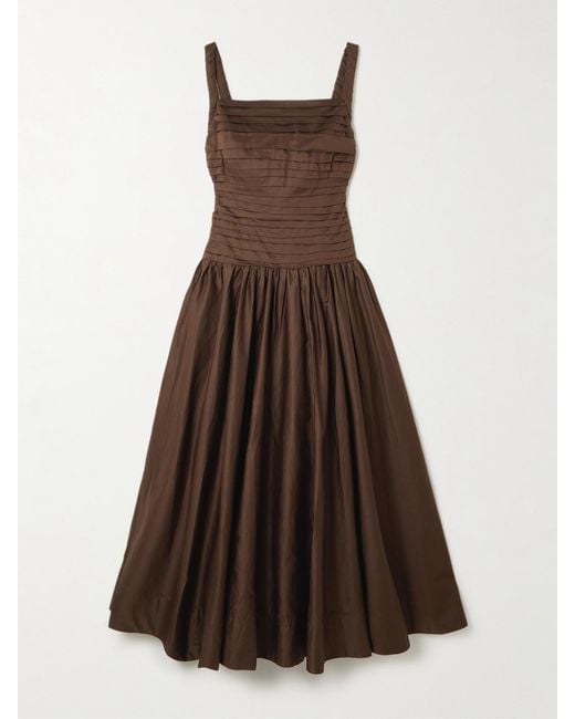 Aje. Women's Brown Star Pleated Cotton Dress Aje. Women's Brown Star Pleated Cotton Dress