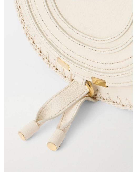 Chloé Natural Marcie Textured-Leather And Crocheted Cotton Shoulder Bag
