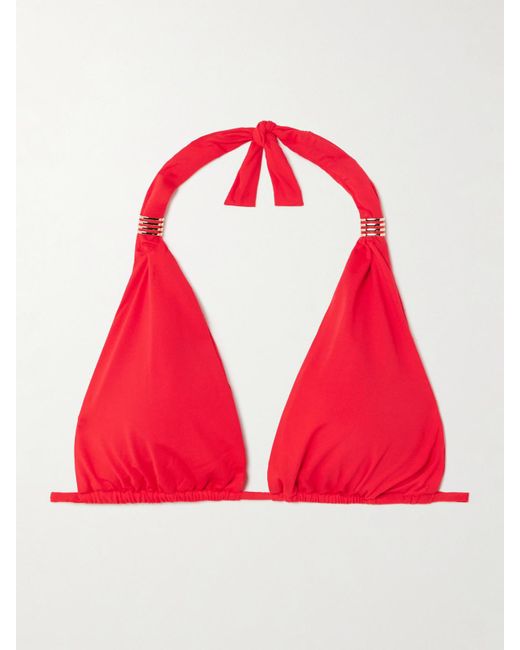 Melissa Odabash Red Grenada Triangel-Bikini-Oberteil Mit Verzierungen