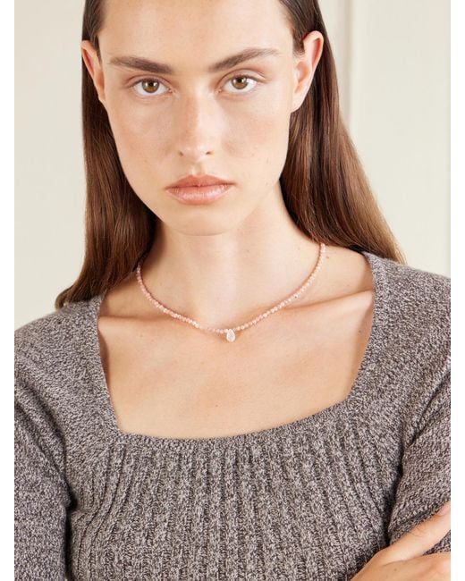 JIA JIA Natural Raindrop 14-Karat, Rhodochrosite And Moonstone Necklace