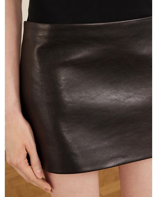 Khaite Black Jett Leather Mini Skirt