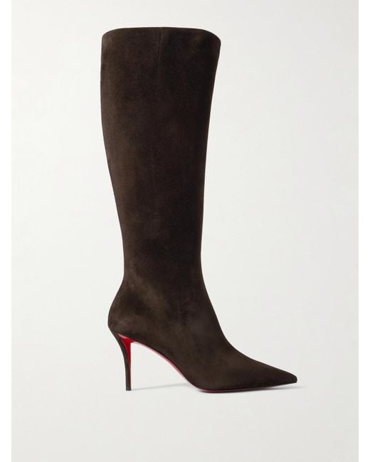 Christian Louboutin Black Miss Z 80 Suede Knee Boots
