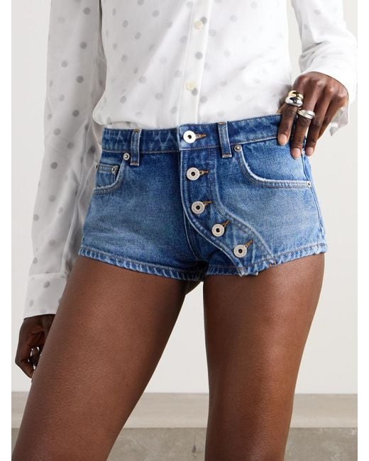 Jean Paul Gaultier Blue Asymmetrische Jeansshorts